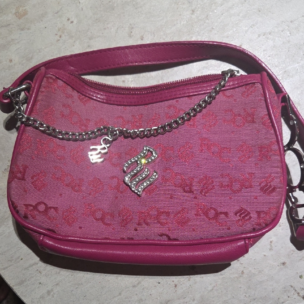 Retro 2000s Roca Wear Stylish Pink Handbag with Chain Detail